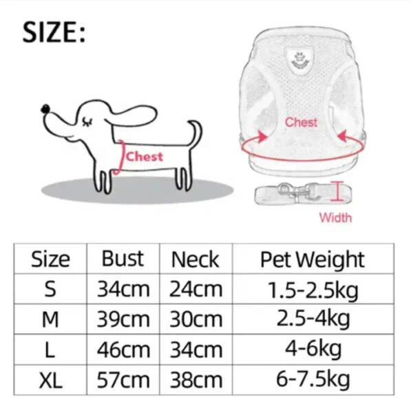 Cat Harness and leash set Cat & Dog Body harness, Small, Medium size - Image 3