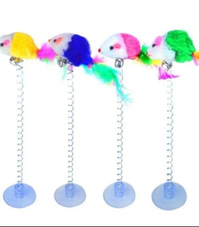 Cats Spring Rainbow rat toy with Suction Cup