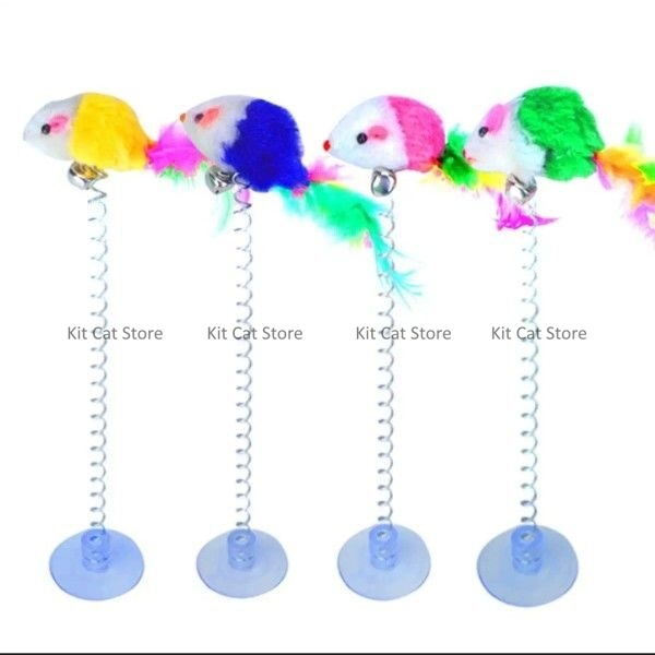 Cats Spring Rainbow rat toy with Suction Cup